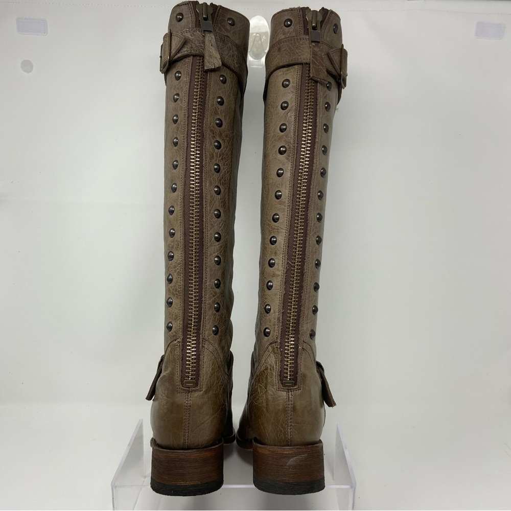 New JOHNNY RINGO Mexico Tall Boots Smoky Brown Genuine Leather Back Zipper - Picture 14 of 14